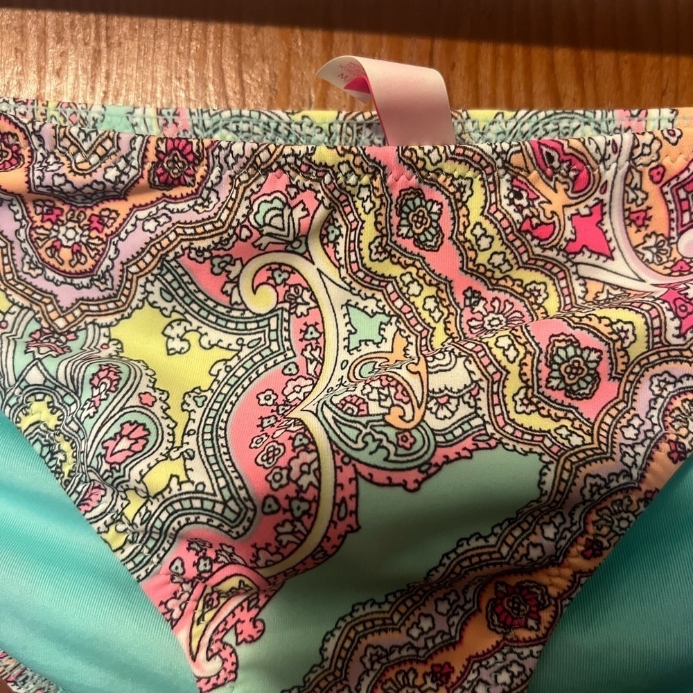 Victoria's Secret Ruch Push-Up Bikini Top 34D Paisley Medium Matching Bottoms - Picture 7 of 9